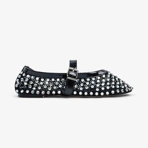 Lemonade Black Rhinestone BLOWOUT Ballet Flats/Mary Jane Flats FITS LIKE A 10.5
